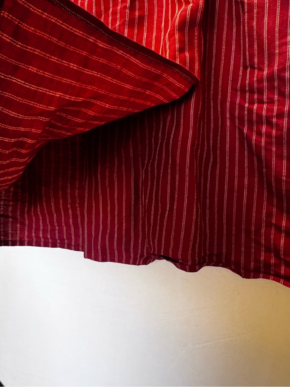 A-line Anne Klein Vintage 90s Linen Faux Wrap 8 Red Striped Linen Mini Skirt Y2K - Picture 4 of 15